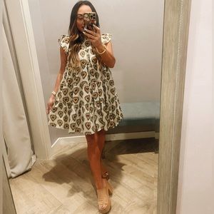 RHODE Tiffany Ruffled Heart Print Dress SM